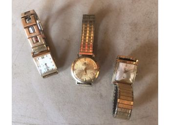 Vintage Lot Of 3 Wristwatches  - LECOUTRE 10K GOLD FILLED - HAMILTON 10K GOLD FILLED - UKNOWN 14K GOLD FILLED