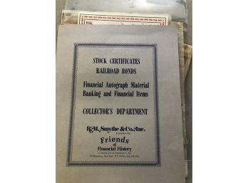 Original 19th & 20th Century Lot - 1800s Railroad Stock Certificates - 1800s Tobacco Cards - Postcard Album