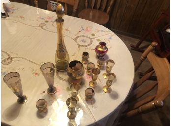 Vintage 1940s-1950s Colored Gold Leaf Bohemian Glassware In Very Good Condition