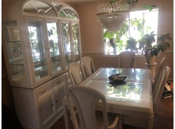 AMERICAN DREW SOLID WOOD DINING ROOM SET - China Cabinet Breakfront Approx 7'x6' & Table With 6 Chairs EXC CON
