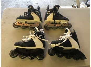 Pair Of  Pro Inline Roller Blades Street Hockey Skates Black Size 6 1/2 - CCM Tacks H400 - CCM Tacks