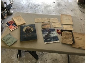 Lot Of 1930s & WWII Military Manuals - WWII Ration Books And Coupons - German Movie Book -