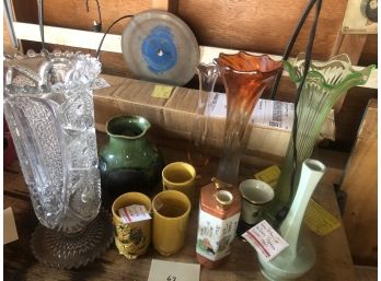 Lot Of Antique Carnival Glass Vases - Trenton Pottery