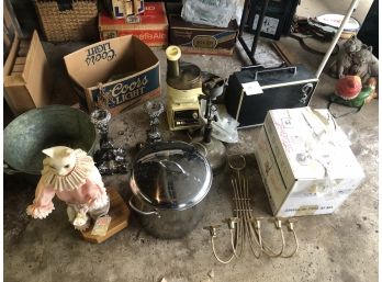 Re-sellers Lot Of Misc Vintage Items - 13' Portable TV - Food Processor - Rainbow Glass - Candelabra& More