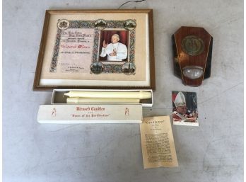 POPE JOHN PAUL II Real Heavenly Apostolic Blessing Certificate With Vatican Seal - St. Anne Holy Water Holder