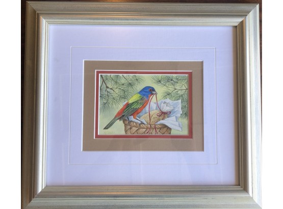 Colorful Parrot Painting Signed, PL Tildes