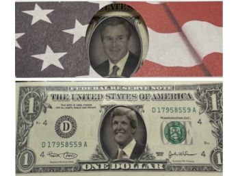 PAIR Of Collectible 2004 President & Vice-President Election Dollar Bill