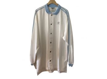 Men's Adidas White & Carolina Blue Button Shirt