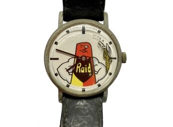 Vintage RAID Hand-Wound Watch W/ Spray Can & Bug Second Hand