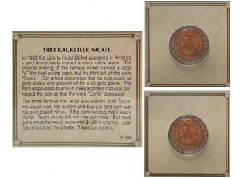1883 Racketeer Nickel W/ Cert. Of Authenticity