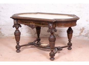 Antique French Neoclassical Coffee Table With Alabaster Top