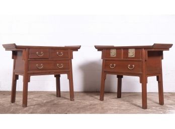 Pair Of Dynasty Furniture Chinese Hardwood Alter Tables