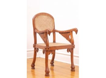 Rare Carved Chair With Eagle Form Armrests