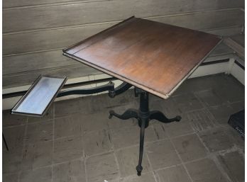 Spectacular Antique Oak Drafting Table With Shelf Sullivan 1890s