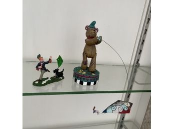 2 Decorative Kite Flyer Figurines