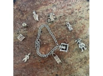 Vintage Sterling Charm Bracelet With Charms