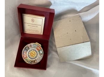 Stunning Staffordshire HP Zodiac Porcelain Hinged Box New