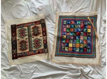 Pair Of Finished Needlepoint Pillow Covers