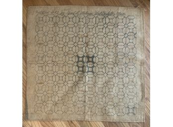 Awesome Vintage Hooked Rug Pattern On Burlap Footstool #42 McGown