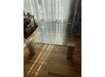 Beautiful Vintage Glass And Chrome Coffee Table