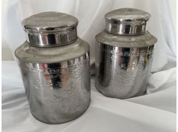 2 Large Metal Tea Tins