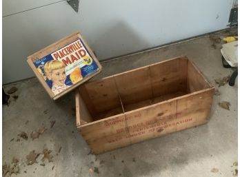Great Pair Of Vintage Wood Crates