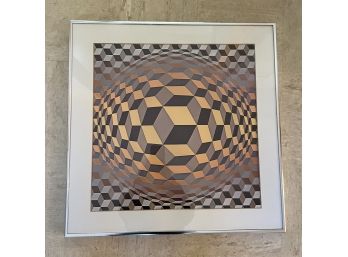 Framed Optical Illusion Cube Art