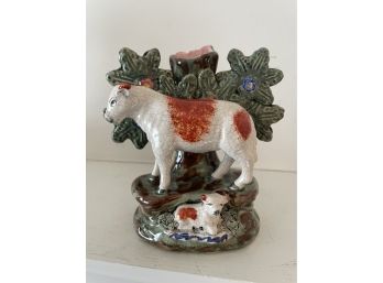 Wonderful Mid 19th Century Staffordshire Cow & Calf Spill Vase