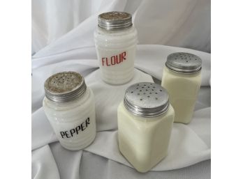 Vintage Milk And Slag Glass Spice Jars