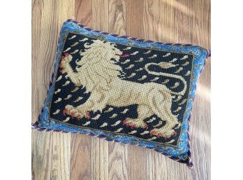 Incredible Vintage Lion Needlepoint Pillow