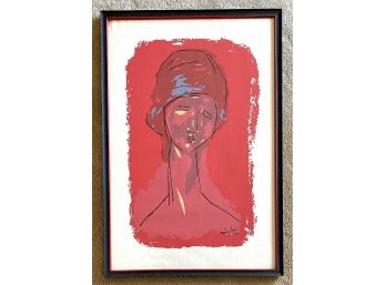 Vintage Modigliani Serigraph Titled Tete De Femme