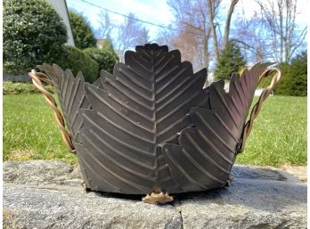 Twisted Handle Leaf Design Metal Bucket