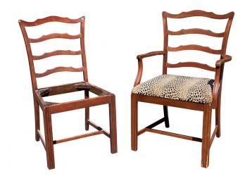 Pair Of Vintage Ladder Back Occasional Chairs