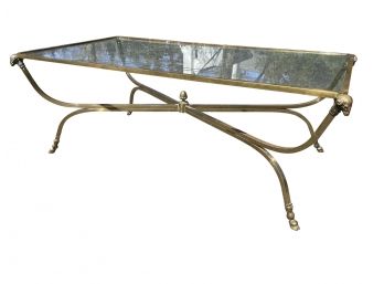 Brass Cocktail Table With Ram Head And Hoof Accents