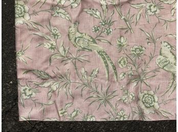 Set Of 4 Custom Brunschwig & Fils Pink And Green Botanical Toile Fabric Drapery Panels