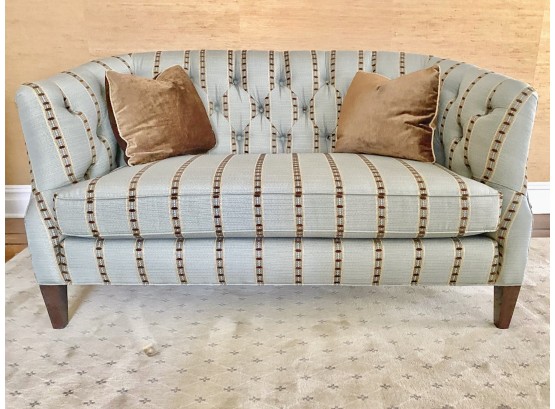 Custom Sherrill Furniture Barrel Back Pin Tufted Upholstered Loveseats With Accent Pillows (1 Of 2)