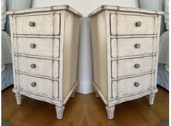 Pair Of Stanley Furniture French Country White Wash Bedside Tables
