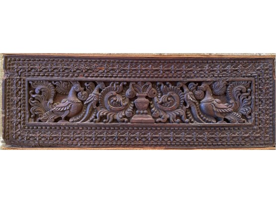 Vintage Carved Wood Plank Wall Hanging