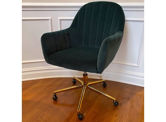 Velvety Upholstered Barrel Style Adjustable Desk Chair