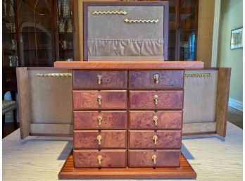 Italian Burled Wood Jewelry Box