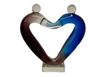 Colored Glass Heart Sculpture