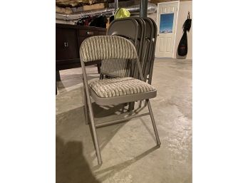 Set Of 5 Samsonite Folding Metal Chairs With Padded Seat And Backrest