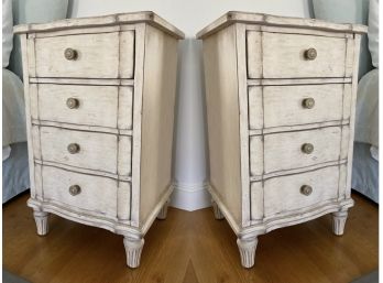 Pair Of Stanley Furniture French Country White Wash Bedside Tables