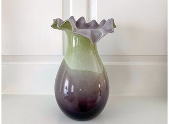 Cased Freeform Art Glass Vase