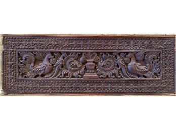 Vintage Carved Wood Plank Wall Hanging