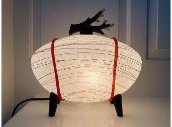 Translucent Footed Lamp With Ornamental Coral Accent