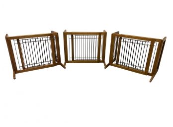Set Of 3 Adjustable Wood / Iron Sturdy Pet Gates