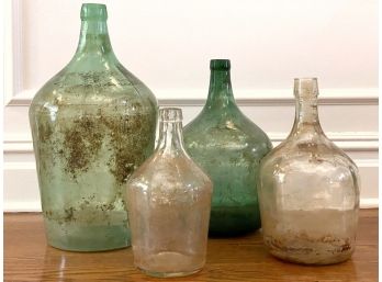 Vintage Colored Glass Moonshine Bottles