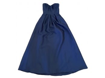 Alfred Sung Midnight Blue Strapless Empire Maxi Dress With Pockets Size 4
