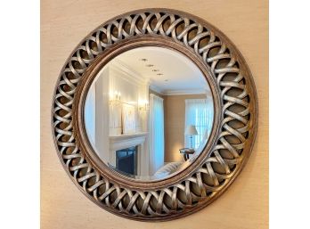 Metallic Finish Round Accent Mirror With Braided Detail (1 Of 2)